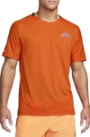 Nike Men's Trail Solar Chase Dri-fit Short-sleeve Running Top In Orange