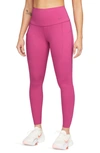 Nike Women's Universa Medium-support High-waisted 7/8 Leggings With Pockets In Fireberry/ Black