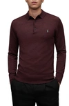 Allsaints Mode Merino Long Sleeve Polo Shirt In Mars Red Marl