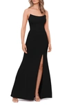BETSY & ADAM STRAPLESS SCUBA CREPE GOWN