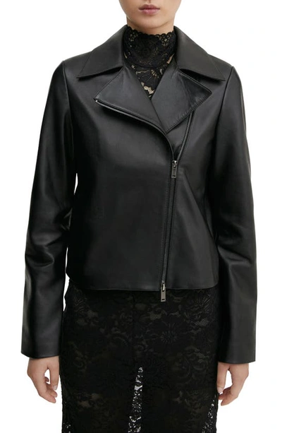 Mango Women's Sober Style Leather Jacket In Black
