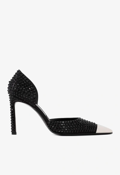 Area X Sergio Rossi 90 Crystal-embellished Pumps In Black