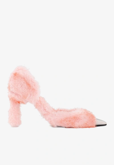 Area X Sergio Rossi 90 Faux Fur Pumps In Pink