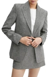 Mango Houndstooth Check Blazer In Black