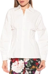 ALEXIA ADMOR CALLIOPE FITTED LONG SLEEVE BUTTON-UP SHIRT