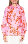 Alexia Admor Calliope Fitted Long Sleeve Button-up Shirt In Pink Floral