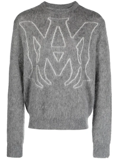 Amiri Logo-jacquard Mohair-blend Jumper In Grey