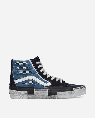 Vans Sk8-hi Reconstruct Stressed Check Sneakers Navy In Blue