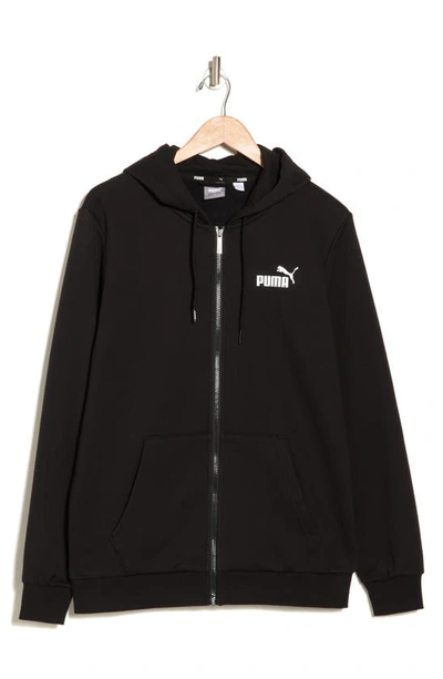 Puma Men's Ess Camouflage Taped Logo-print Full-zip Fleece Hoodie In Cotton Black