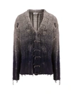 Off-white Distressed Effect Wool Cardigan With Beads Detail