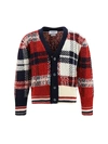 Thom Browne Fun Mix Tartan Jacquard Wool Cardigan In Rwbwht