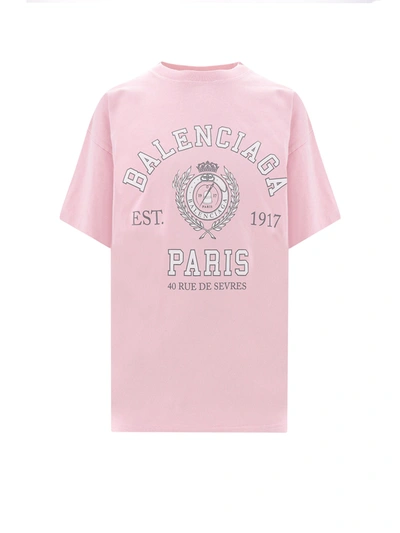 Balenciaga Logo Cotton-blend T-shirt In Pink