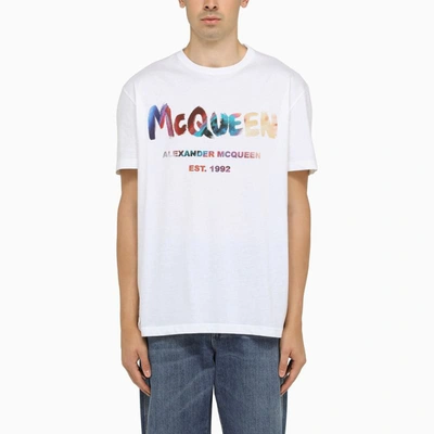 Alexander Mcqueen Mc Queen Graffiti T-shirt In White/multicolour
