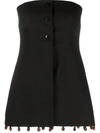 Ganni Strapless Beaded Suiting Top In Black