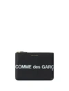 Comme Des Garçons Wallet Medium Logo Leather Pouch In Black