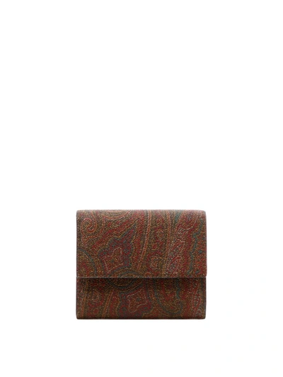 Etro "paisley" Compact Wallet In Brown