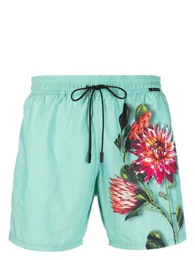 Etro Floral-print Swim Shorts In Water