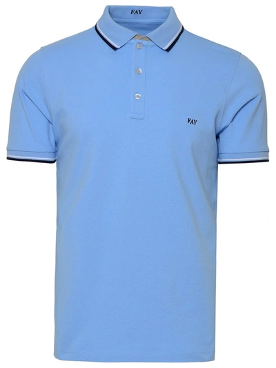 Fay Man Polo Shirt In Light Blue Cotton