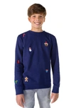 Opposuits Toddler And Little Boys X-mas Icons Fleece Sweater In Navy