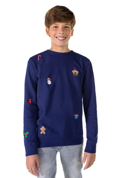 Opposuits Kids' Toddler And Little Boys X-mas Icons Fleece Sweater In Navy