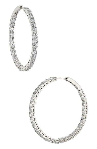 Nadri Perfect Inside Out Hoop Earrings In Rhodium