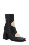 Alohas Blair Leather Wavy Ankle Boot In Black Cream