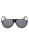 Tom Ford Dimitry 59mm Polarized Aviator Sunglasses In Shiny Black / Smoke
