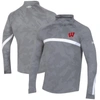 UNDER ARMOUR UNDER ARMOUR STEEL WISCONSIN BADGERS GAME DAY CAMO RAGLAN QUARTER-ZIP TOP