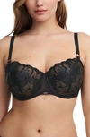 Chantelle Lingerie Fleurs Underwire Signature Demi Bra In Faux Leather Black