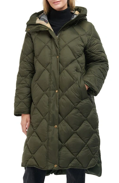 Barbour Sandyford Quilted Coat In Sage Dress