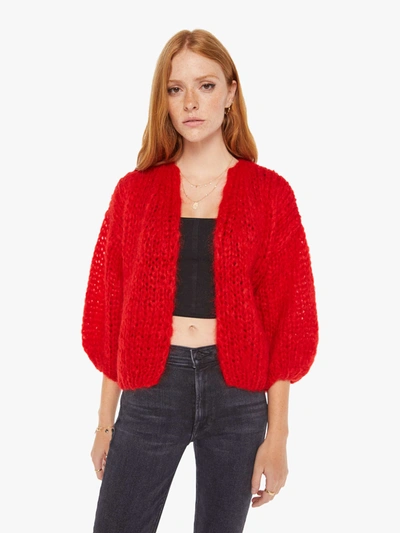 Maiami Big Bomber Cardigan Sweater In Red