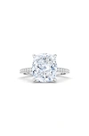 HAUTECARAT 18K WHITE GOLD CUSHION CUT LAB CREATED DIAMOND ENGAGEMENT RING