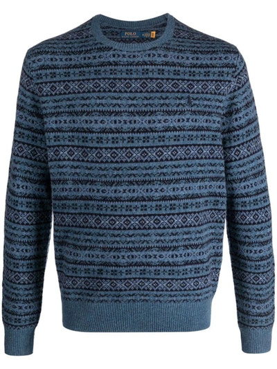 Polo Ralph Lauren Intarsia-knit Wool Jumper In Blue