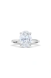 HAUTECARAT 18K WHITE GOLD OVAL CUT LAB CREATED DIAMOND ENGAGEMENT RING