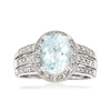 Ross-simons Aquamarine Ring With Diamond Accents In Sterling Silver In Silver