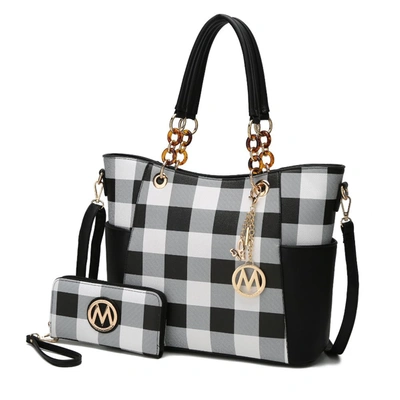 Mkf Collection By Mia K Bonita Checker Tote Handbag For Women's In Black