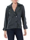 Essue Womens Woven Belted Jacket In Grey