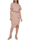 KENSIE WOMENS BLOUSON SPLIT WRAP DRESS