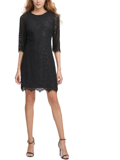 Kensie Dresses Womens Lace Short Sheath Dress In Black