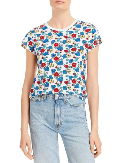 Goldie Liberty Womens Pima Cotton Floral T-shirt In White