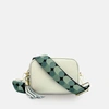 APATCHY LONDON LIGHT GREY LEATHER CROSSBODY BAG WITH PISTACHIO PILLS STRAP