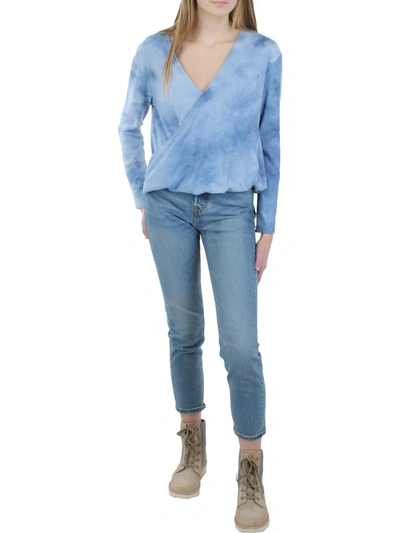 1.state Womens V-neck Crop Wrap Top In Blue