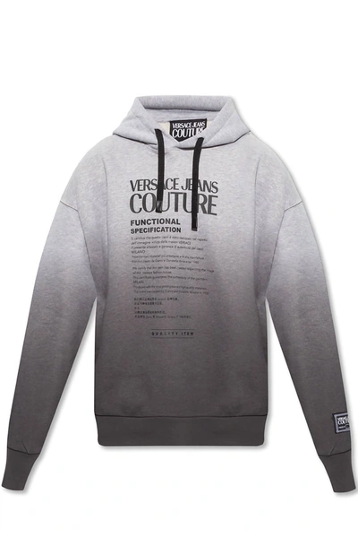 Versace Men Logo Hooded Pullover Sweatshirt In Ombre Grey