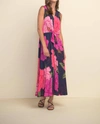 JOSEPH RIBKOFF MIXED FLORAL MIDI DRESS IN PINK/MULTICOLOR