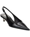 Versace Pin Point Leather Kitten-heel Pumps In Black