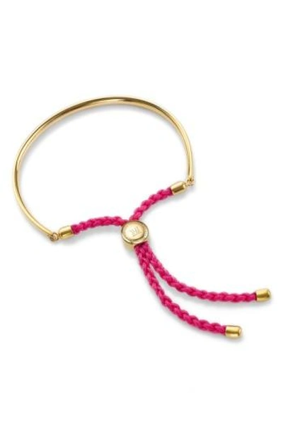 Monica Vinader Engravable Fiji Friendship Bracelet In Cerise/ Yellow Gold