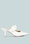 London Rag Shein Star Slim Block Heel Mules In White