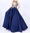Mac Duggal Boho Ball Gown In Navy In Blue