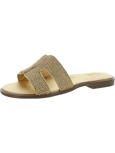 Naturalizer Fame 2 Womens Woven Metallic Slide Sandals In Gold