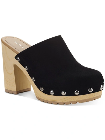 Sun + Stone Taanyaf Womens Blok Heel Loafer Mules In Black